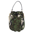 Miu Miu Hand Bag Canvas 2way Green Gold Auth ka4993A-2