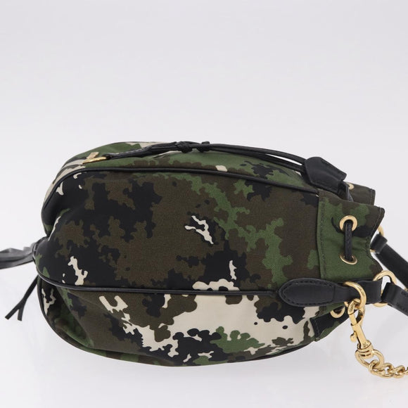 Miu Miu Hand Bag Canvas 2way Green Gold Auth ka4993A