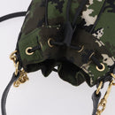 Miu Miu Hand Bag Canvas 2way Green Gold Auth ka4993A-6