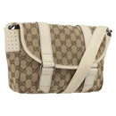 GUCCI GG Canvas Shoulder Bag Beige Silver 145858 Auth ka4994A-1