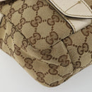 GUCCI GG Canvas Shoulder Bag Beige Silver 145858 Auth ka4994A-11