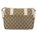 GUCCI GG Canvas Shoulder Bag Beige Silver 145858 Auth ka4994A-3