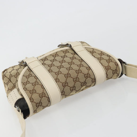 GUCCI GG Canvas Shoulder Bag Beige Silver 145858 Auth ka4994A
