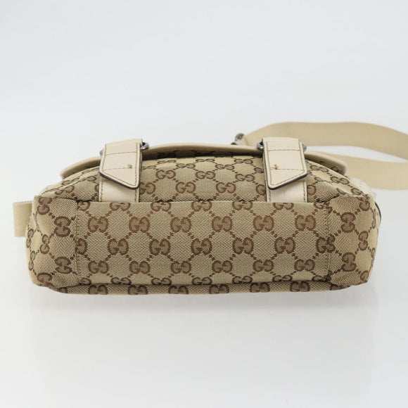 GUCCI GG Canvas Shoulder Bag Beige Silver 145858 Auth ka4994A