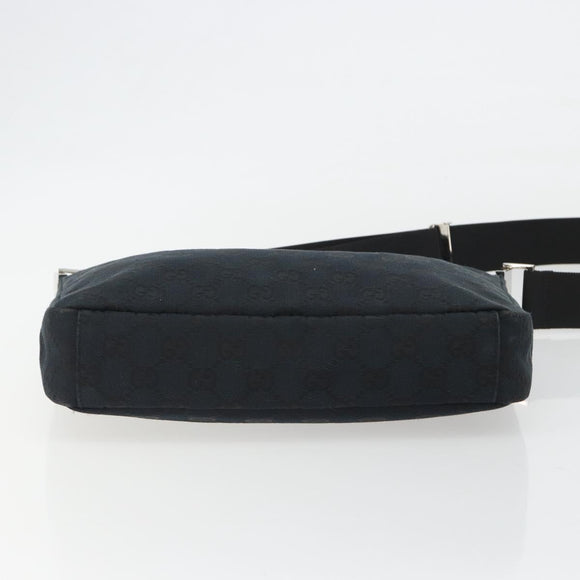 GUCCI GG Canvas Shoulder Bag Black Silver 019 0433 3444 Auth ka4995