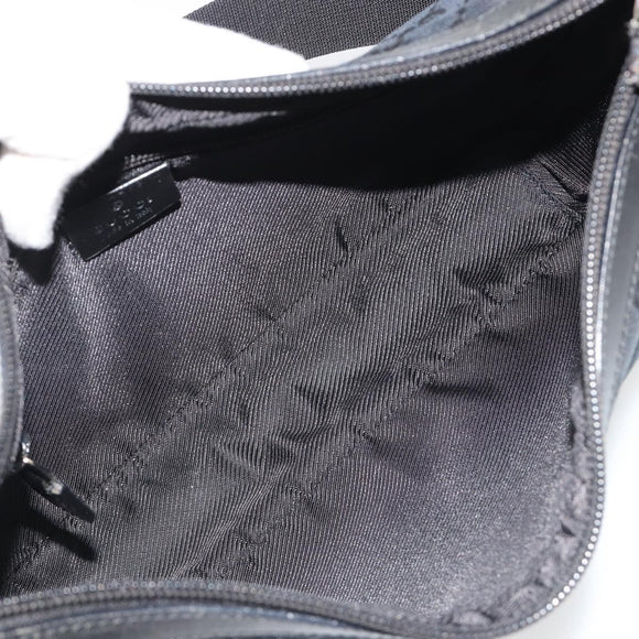 GUCCI GG Canvas Shoulder Bag Black Silver 019 0433 3444 Auth ka4995