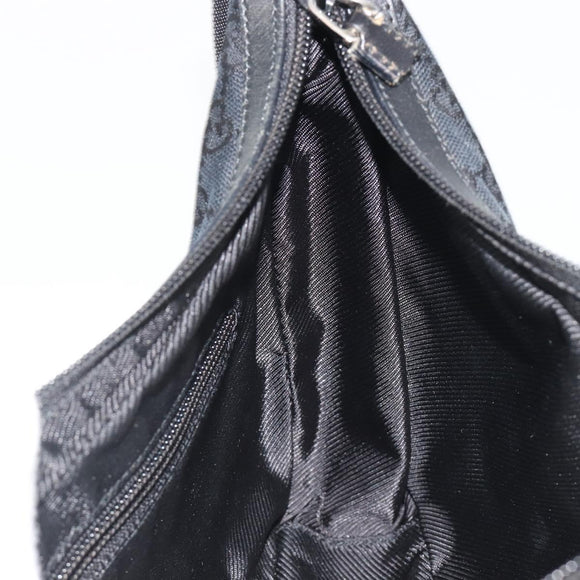 GUCCI GG Canvas Shoulder Bag Black Silver 019 0433 3444 Auth ka4995