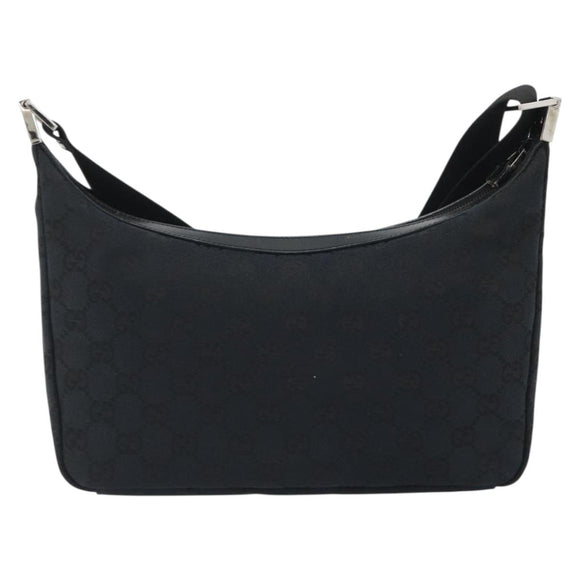 GUCCI GG Canvas Shoulder Bag Black Silver 019 0433 3444 Auth ka4995