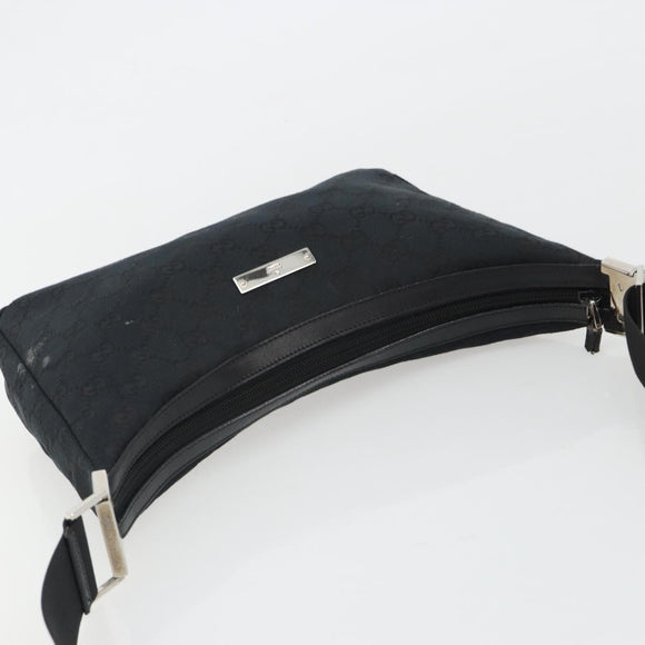 GUCCI GG Canvas Shoulder Bag Black Silver 019 0433 3444 Auth ka4995