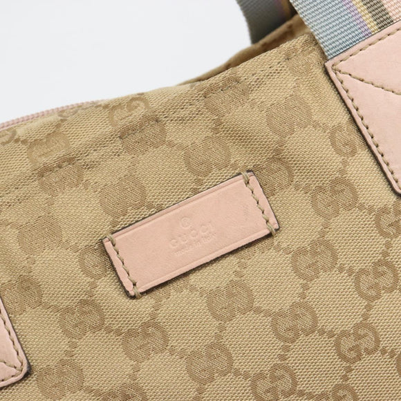 GUCCI GG Canvas Sherry Line Tote Bag Beige 131233 Auth ka4996A