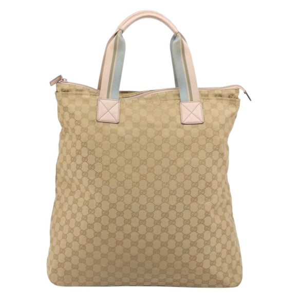 GUCCI GG Canvas Sherry Line Tote Bag Beige 131233 Auth ka4996A
