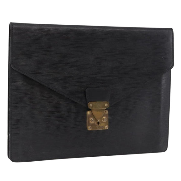 LOUIS VUITTON Epi Porte Documents Senatur Briefcase Black M54452 LV Auth ka4997