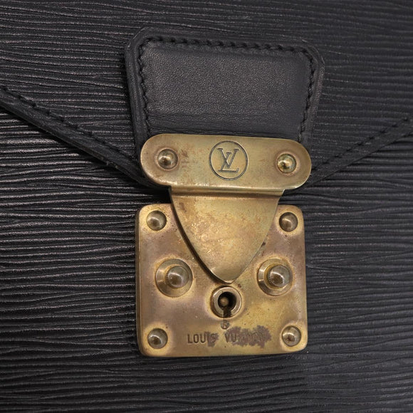 LOUIS VUITTON Epi Porte Documents Senatur Briefcase Black M54452 LV Auth ka4997