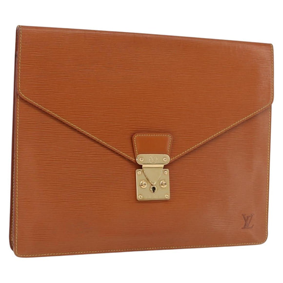 LOUIS VUITTON Epi Porte Documents Senatur Zipangu Gold M54456 LV Auth ka4998