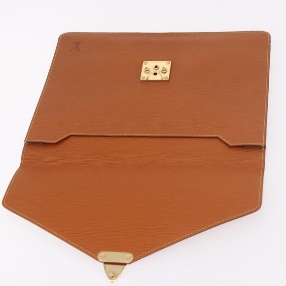 LOUIS VUITTON Epi Porte Documents Senatur Zipangu Gold M54456 LV Auth ka4998