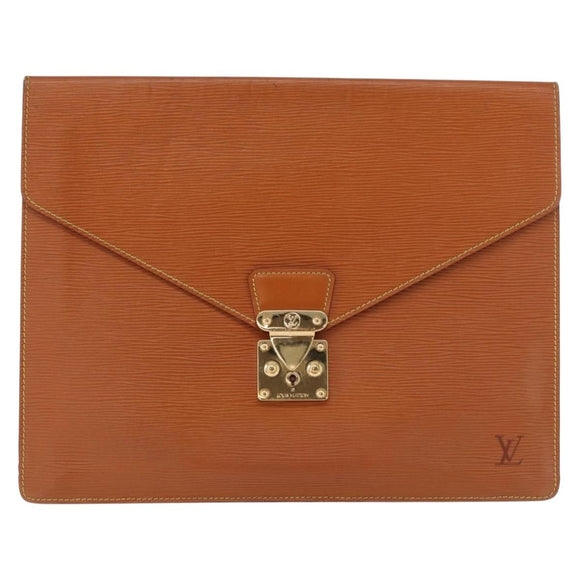 LOUIS VUITTON Epi Porte Documents Senatur Zipangu Gold M54456 LV Auth ka4998