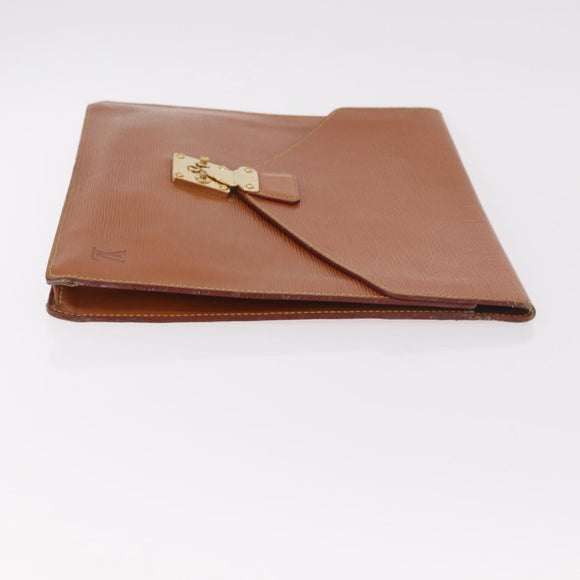 LOUIS VUITTON Epi Porte Documents Senatur Zipangu Gold M54456 LV Auth ka4998