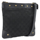 GUCCI GG Canvas Shoulder Bag Black Gold 120893 Auth ka4999-1