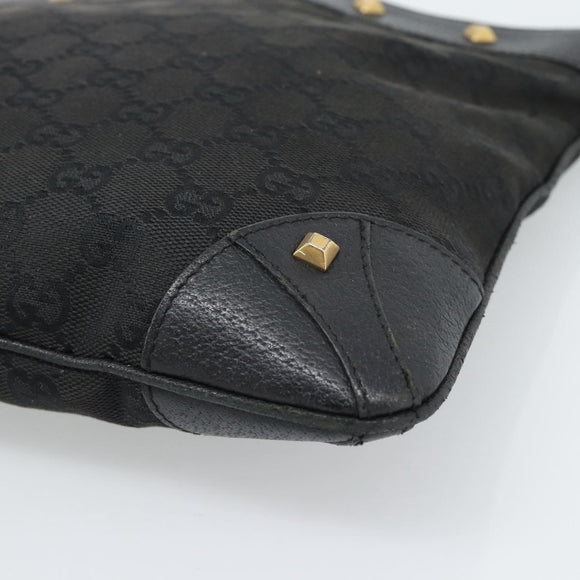GUCCI GG Canvas Shoulder Bag Black Gold 120893 Auth ka4999
