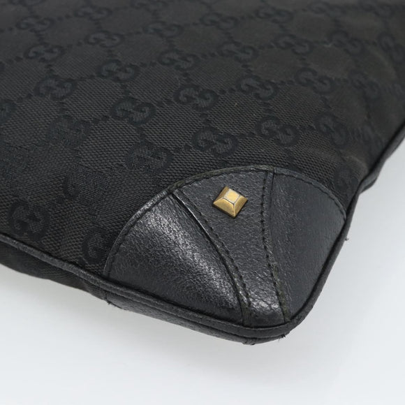 GUCCI GG Canvas Shoulder Bag Black Gold 120893 Auth ka4999