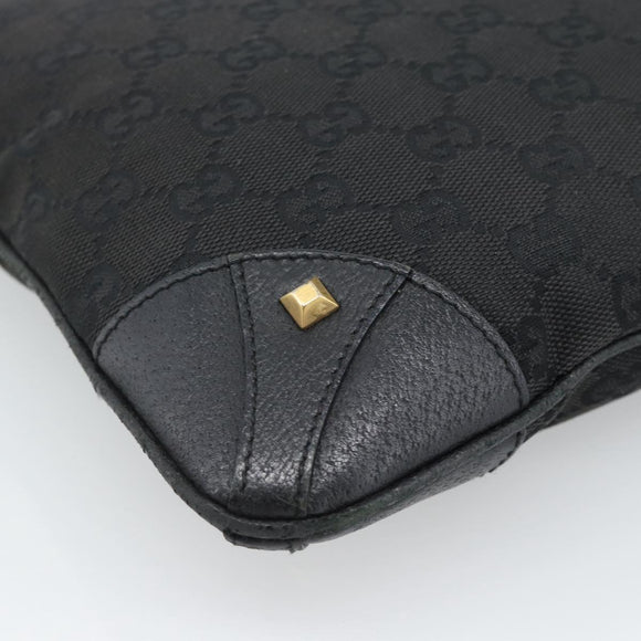 GUCCI GG Canvas Shoulder Bag Black Gold 120893 Auth ka4999