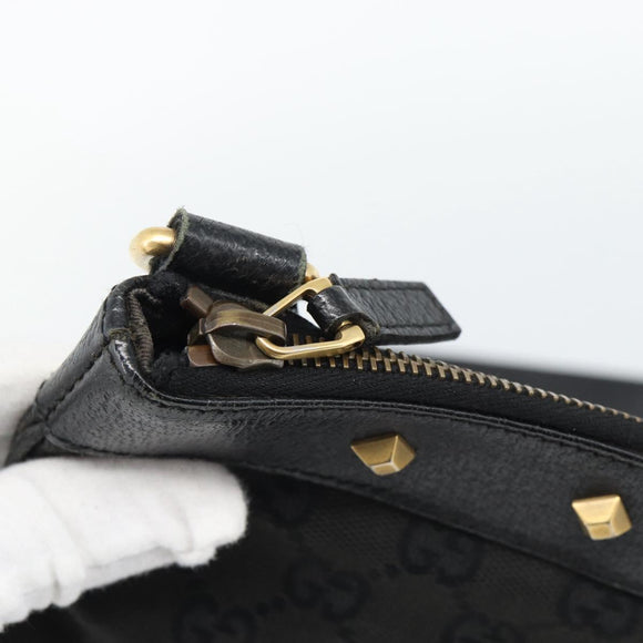 GUCCI GG Canvas Shoulder Bag Black Gold 120893 Auth ka4999