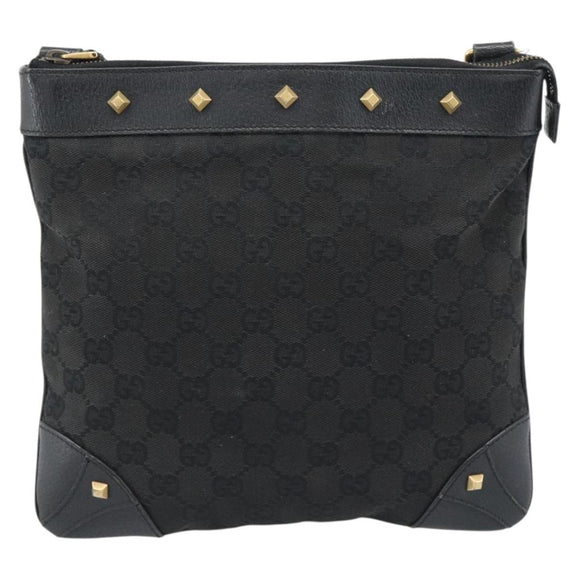 GUCCI GG Canvas Shoulder Bag Black Gold 120893 Auth ka4999
