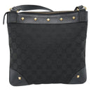 GUCCI GG Canvas Shoulder Bag Black Gold 120893 Auth ka4999-3
