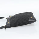 GUCCI GG Canvas Shoulder Bag Black Gold 120893 Auth ka4999-4