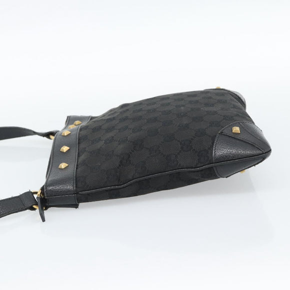 GUCCI GG Canvas Shoulder Bag Black Gold 120893 Auth ka4999
