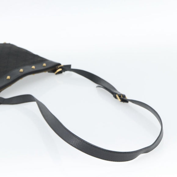 GUCCI GG Canvas Shoulder Bag Black Gold 120893 Auth ka4999