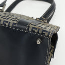 FENDI Zucchino Canvas Hand Bag Navy Silver Auth ka500-9