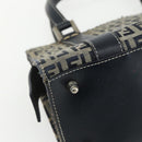 FENDI Zucchino Canvas Hand Bag Navy Silver Auth ka500-14
