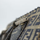 FENDI Zucchino Canvas Hand Bag Navy Silver Auth ka500-10