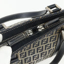 FENDI Zucchino Canvas Hand Bag Navy Silver Auth ka500-17