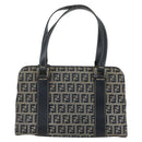 FENDI Zucchino Canvas Hand Bag Navy Silver Auth ka500-13