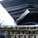 FENDI Zucchino Canvas Hand Bag Navy Silver Auth ka500-12