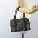 FENDI Zucchino Canvas Hand Bag Navy Silver Auth ka500-23