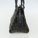 FENDI Zucchino Canvas Hand Bag Navy Silver Auth ka500-3