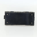FENDI Zucchino Canvas Hand Bag Navy Silver Auth ka500-5