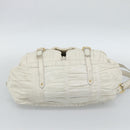 PRADA Shoulder Bag Leather White Gold Auth ka5003A-5