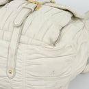 PRADA Shoulder Bag Leather White Gold Auth ka5003A-15