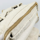 PRADA Shoulder Bag Leather White Gold Auth ka5003A-20