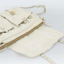 PRADA Shoulder Bag Leather White Gold Auth ka5003A-27