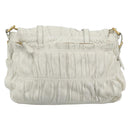 PRADA Shoulder Bag Leather White Gold Auth ka5003A-2