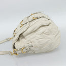 PRADA Shoulder Bag Leather White Gold Auth ka5003A-3