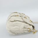 PRADA Shoulder Bag Leather White Gold Auth ka5003A-4