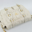 PRADA Shoulder Bag Leather White Gold Auth ka5003A-6