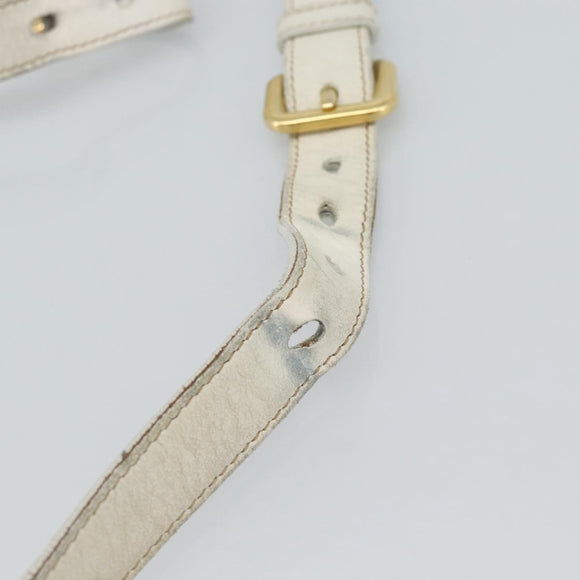 PRADA Shoulder Bag Leather White Gold Auth ka5003A