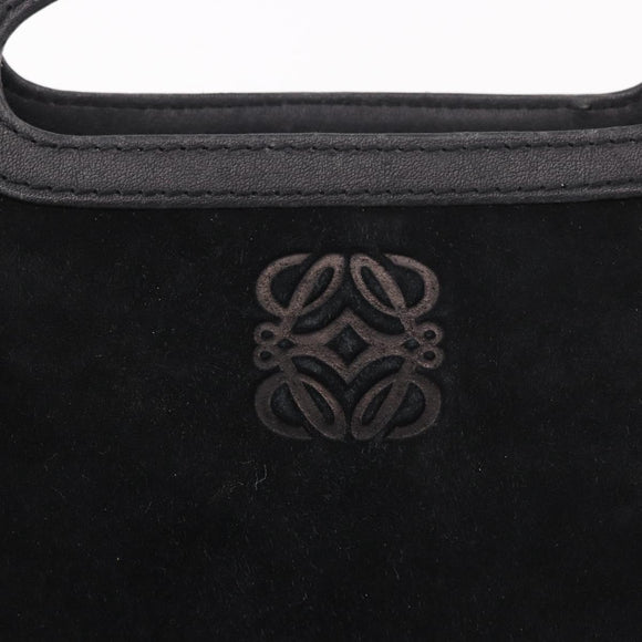 LOEWE Anagram Hand Bag Suede Black Silver Auth ka5004